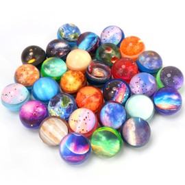 Pllieay Galaxy Bouncy Balls, 32 mm Space Bouncy Balls Bulk, Space Party Favours Rubber Balls for Children, Space Toys for Children, Christmas Gift Bag Filling (30 Styles)