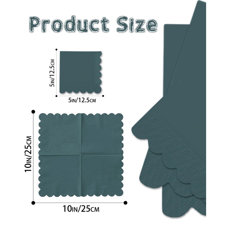 qiqee Dark Grayish Blue Cocktail Dinner Napkins 5x5inch Disposable Beverage,Wedding,