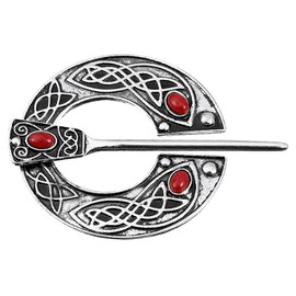 sourcing map Vintage Brooch Cloak Pin, Penannular Brooch Cloak Clasp Scarf Shawl Pin Cardigan Brooch Buckle for Women Men Costume Accessory(Silver)