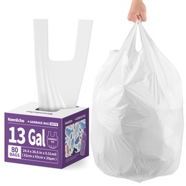 KeenEcho Small Trash Bags with Handles (1.2/2/3/4/6/8/13 Gallon) - Ocean Plastic Upcycling - Plastic Garbage Bags, Can Bin & Waste Basket Liner for Kitchen, Bathroom, Office and Pets