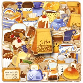 50PSC Coffee Waterproof Stickers for Kids Teens Adults Boys Girls,Coffee Lovers Decal Decoration Water Bottles Laptops Cars Books Scrapbook Bicycle Luggage Laptop Guitar Skateboard Refrigerator