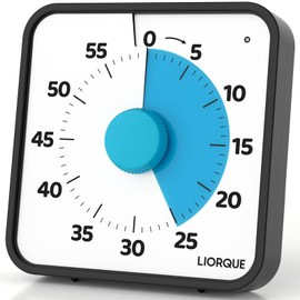 LIORQUE 19cm Visual Timer Large Timer for Classroom, 60 Minute Countdown Timer No Ticking with Magnetic Back, 3 Level Volumes & Vibrating & Light Alarm
