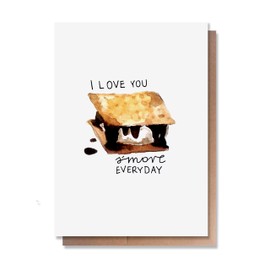 Wunderkid I Love You S'more Everyday, Funny Valentine's Day Anniversary Love Card Pun for Her Him Husband Wife Boyfriend(1 Single Card, Blank inside)