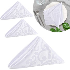 Zi Lan White Cloth Napkins Set of 4-18x18, inches Square Table Napkins for Restaurant Weddings Banquet Party Decoration, Polyester Washable