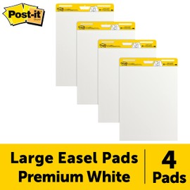 Post-it Super Sticky Easel Pad, 25 in x 30 in, White, 30 Sheets/Pad, 4 Pads/Pack, Great for Virtual Teachers and Students (559 VAD 4PK)