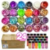 12 Pcs Spring Colors Hex Chunky Glitter Set 2oz Bottles