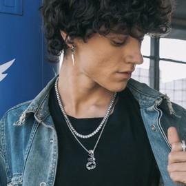 Richsteel Pendant for Men Women Gothic Skull Pendant Skeleton Head Necklace Devil Pendant with Gift Box, Stainless steel, stainless steel/18k, stainless steel