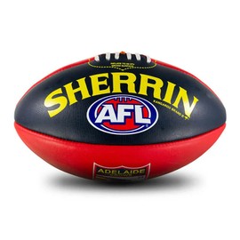 Sherrin Adelaide Crows AFL Club Leather Football, Red/Black, Size 5