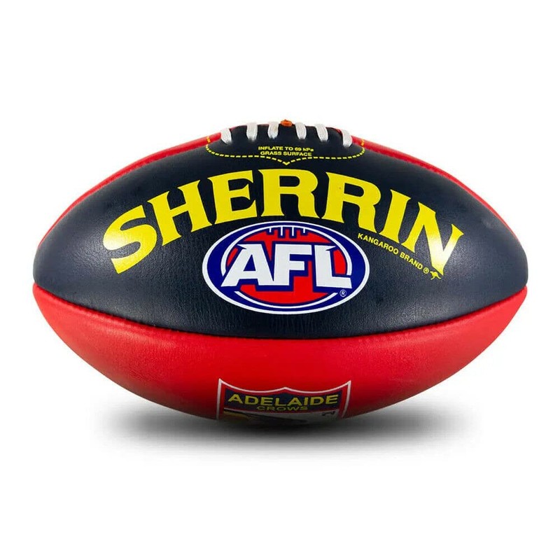 Sherrin Adelaide Crows AFL Club Leather Football, Red/Black, Size 5