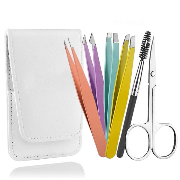 6PCs Eyebrow Tweezers Set Eyebrow Spoolies Kit for Women Men