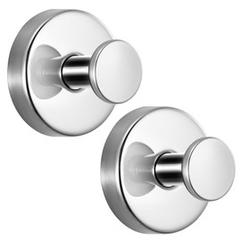 Fenas Suction Cup Hooks for Shower No-Drill Bathroom Hooks for Towels, Robes, Loofah Mountable on Bathroom Walls, Kitchen, Glass, Mirrors, Tile and Smooth,Non-Porous Surfaces (2, Chrome Polished)