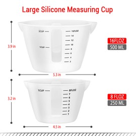 Gartful 500ml & 250ml Large Silicone Measuring Cups, Resin Mixing Cups for Epoxy, Jewelry Casting Molds, Acrylic Paint Pouring, Cup Making, Nonstick Reusable Craft Measuring Cups, 16oz & 8oz, Set of 2