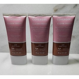 COVERGIRL Lot Of 3-Covergirl, Clean Fresh Skin Milk Foundation, Deep/Dark, 630 (1 fl. oz.)