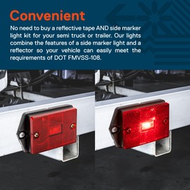 TRUE MODS 4pc 2x3 3x2 Inch Red LED Surface Mount Side Marker Light [DOT FMVSS-108] [SAE AP2] [IP67 Waterproof] [Integrated Reflector] for Utility Boat Trailers Over 80" Camper RV Clearance Light