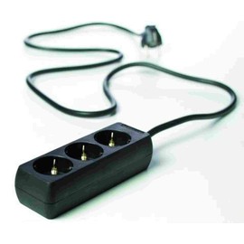 1 x 3-Way Schuko Power Strip Black IP20-1.4 m Cable H05VV-F 3 x 1.5 mm² - Protective Contact Multiple Socket (for Indoor Use) (1.3-Way Socket Strip IP20)