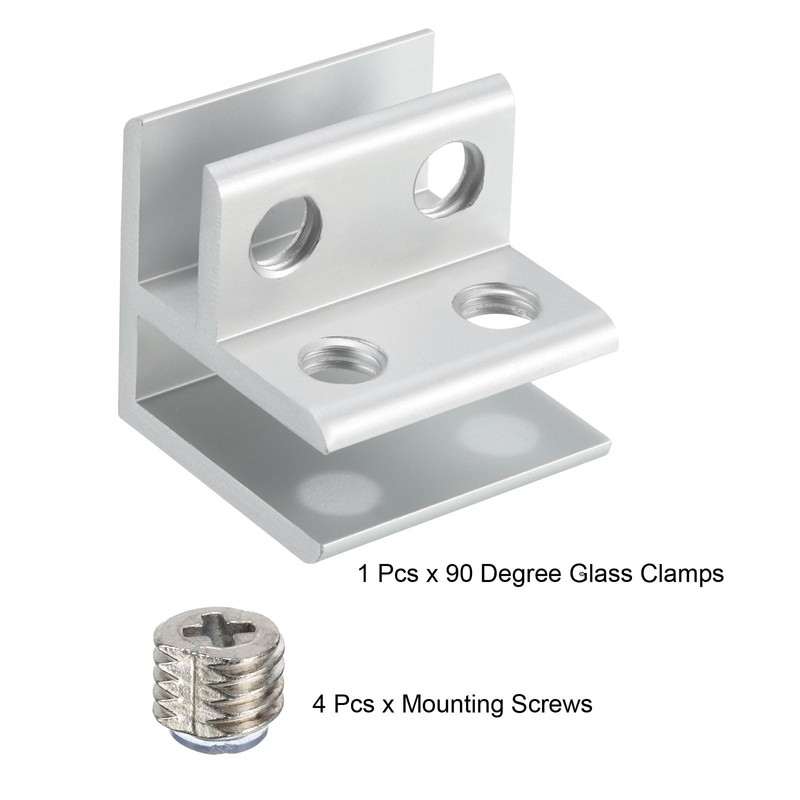 sourcing map 90 Degree Glass Clamp, for 8-10mm Thickness Adjustable