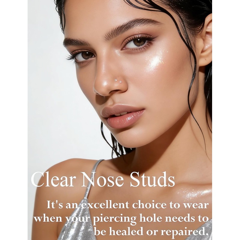 Eakxnig Clear Nose Studs Retainers for Work - Transparent Bioflex