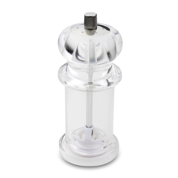 Combination Pepper Mill and Salt Shaker 2-in-1, Durable Non-Corrosive Ceramic Gears, 14.5cm - Clear Acrylic