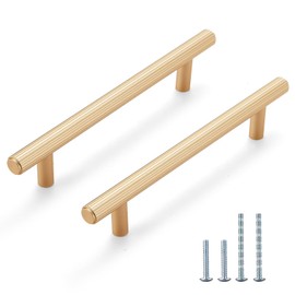 L&lonpa 10 Pack Cabinet Handles 160mm Hole Center Gold Solid Drawer Pulls Cabinet Hardware for Cabinet Drawer Cupboard A2116