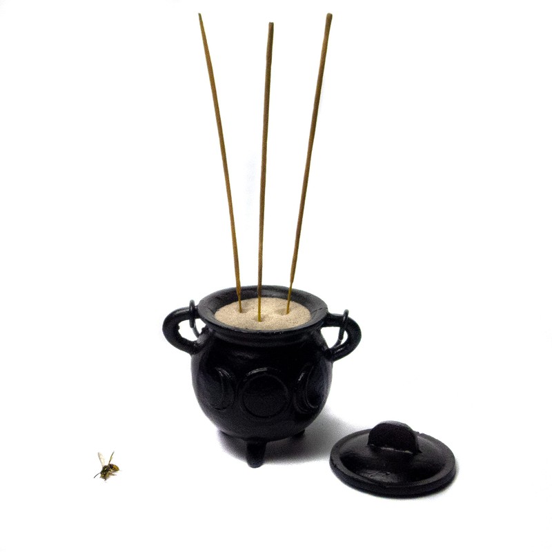 Cauldron Cast Iron Witchcraft Cauldron Incense Bowl Crescent Moon Sun