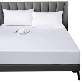 Lirex Fitted Sheet 135 x 190 cm 100% Cotton 300 Thread Count Soft Breathable Fitted Sheet, White