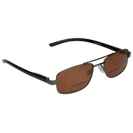proSPORT Square Aviator +2.50 Bifocal Sunglasses Gunmetal Frame with Highl Definition HD Blue Light Blocking Lenses.