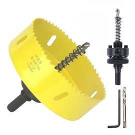 4-1/2 inch Hole Saw 114mm,HSS Bi-Metal Hole Cutter with Arbor Mandrel for Cutting Wood,Steel,Aluminium,Brass,Copper,Zinc,Tin