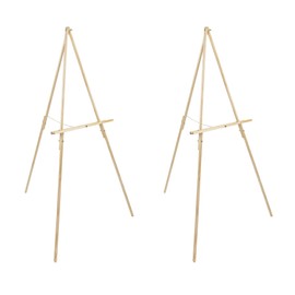 Creative Mark Thrifty Wood Tripod Display Easel Stand for Painting Pack of 2 - Durable Light Weight, Adjustable Angle for Drawing and Painting - Beechwood Finish - Ideal for Artist