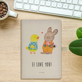 Mr. & Mrs. Panda DIN A5 Baumwoll Notizbuch Ostern Freundschaft - Ostergeschenke, Osterdeko, Geschenk, Hase, Geschenke zu Ostern, Eintragebuch,