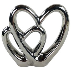 Double Heart Silver Ornament