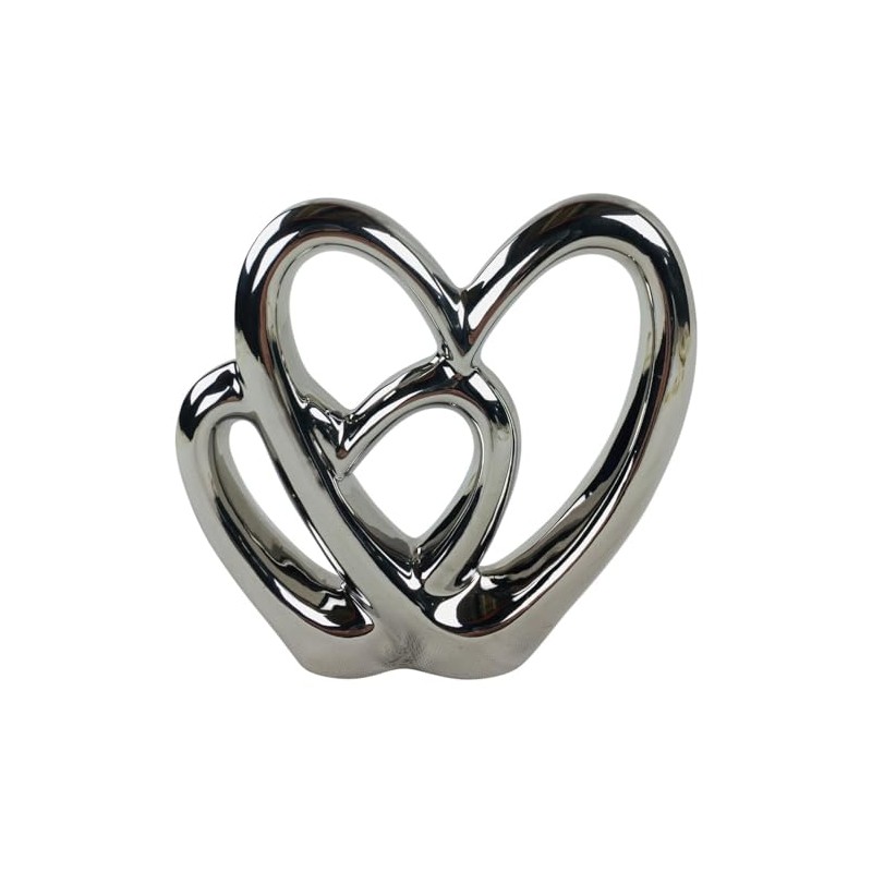 Double Heart Silver Ornament