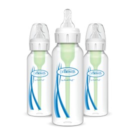 Dr. Brown’s Natural Flow Anti-Colic Options+ Narrow Baby Bottle, 8oz/250ml, with Level 1 Slow Flow Teat, 3-Pack