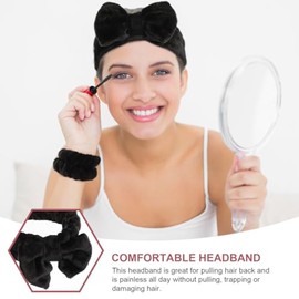 FOMIYES Diadema De Lavado De Cara Y MuñEqueras EláSticas Para Mujeres Banda Ancha Con Bowknot Para Cuidado Facial Accesorios Para Peinarse Y Maquillaje En Casa O Spa
