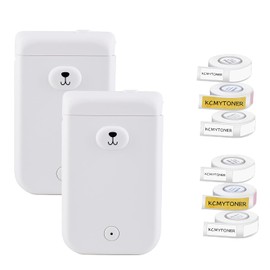 KCMYTONER Portable Handheld D30S Thermal Printing White Label Maker Bluetooth 4.0 Connection Compatible for Android & iOS System - 2 Pack Mini Wireless Sticker Maker and 6 Rolls Adhesive Labels