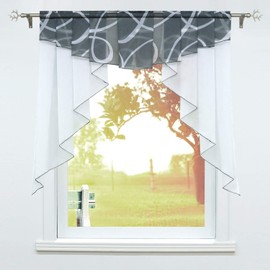 SCHOAL net curtains, kitchen, bistro curtains, voile transparent short curtains, small window curtains with ruffle tape/drawstring.