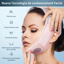 Correa Adelgazante Facial, Suave Silicona Papada, Máscara Facial Moldeadora V Línea, Reutilizable Banda Para Barbilla Para Reafirmar Línea Demandíbula Y Reducir Papada, Rosa, Wdolins