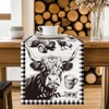 ANATTASOUL Polyester Faux Linen Table Runner Farm Cow and Tractor