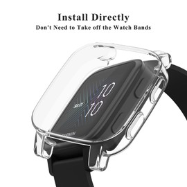 Wanme Pack of 3 Case Compatible with Garmin Venu Sq Case/Garmin Venu Sq 2 / Venu Sq Music/Venu Sq 2 Music Protective Case, HD Shockproof Soft TPU Case Full Protection Display Protection Case