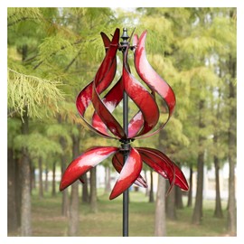 Winwindspinner, Yard Garden Wind Spinner - Large Outdoor Wind Sculptures Spinners, Tulip Ornament Windmill for Lawn Front Door, Gift Idea for Mother, Birthday, Housewarming (Dia19 x H87”)