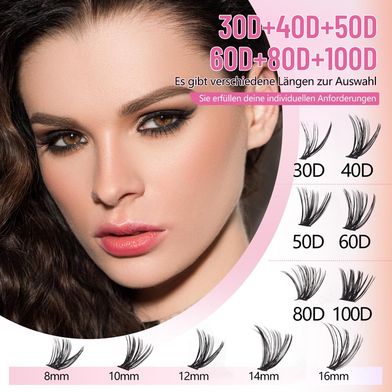 Inexorablex Wimpern Extensions Set, 8-16mm Cluster Lash Extension Set mit