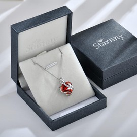 Starnny Women's Necklace,925 Sterling Silver Infinity Butterfly Pendant Heart January Birthstone Garnet 5A Cubic Zirconia Jewellery for Women