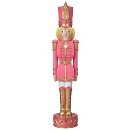 Haute Decor 37 Inch Tall Christmas Nutcracker (Pink, Gold) - Decorative Pink Christmas Nutcracker - Tall 37 Inches Female Nutcracker