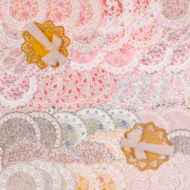 YOVOY Collage Design Paper, Lace Paper, Floral Pattern, Cute, Stylish, Popular, Background Paper, Retro, Material Paper, Girls, Notebook, Assortment, Stickers, 60 Sheets (Flowers Bloom in Dreams)