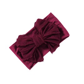 LDDCX 3 Pack Baby Girl Floral Embroidery Eyelet Bow Headbands Newborn Hairband Baby Turban Knotted Headwrap for Toddler Hair Accessories.(FD90) (Burgundy White Yellow)