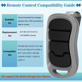 2 for Genie Garage Door Opener Remote, Compatible with Genie IntelliCode/Overhead CodeDodger Garage Door Openers, G3T-R O3T-A O3T-BX 315/390MHZ, 3-Years-Warranty | Soobool