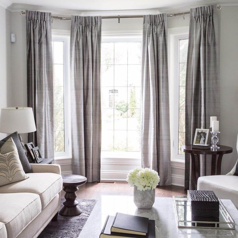 Mayrhyme Brushed Nickel Bay Window Curtain Rods with Aluminum End