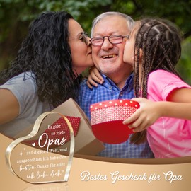 Joyvado Grandpa Gift Birthday, Heart Shaped Acrylic Home Decoration, Gifts for Grandpa Men from Grandson Granddaughter for Father's Day Christmas