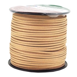 Mandala Crafts 100 Yards 2.65mm Wide Jewelry Making Flat Micro Fiber Lace Faux Suede Leather Cord (Beige)