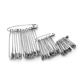JKG® 50 x SAFETY PINS Assorted Sizes - Small Medium Large Safety Pins For Clothes - Perfect for Arts Crafts Sewing Hemming Textile Fabric Baby Clothing - Strong Nickel Plated Craft Pins
