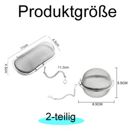 Pack of 2 Spice Strainers, Large Tea Strainer, Spice Strainer for Cooking, Stainless Steel Tea Infuser, Spice Strainer, Spice Filter, Tea Strainer Stainless Steel, for Loose Tea Spices and Spices